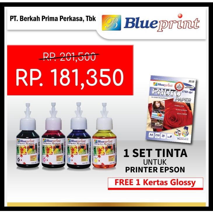 Jual Tinta Epson 664 Blueprint 100ml 1 Set Kertas Foto Glossy A4 230gsm Shopee Indonesia 