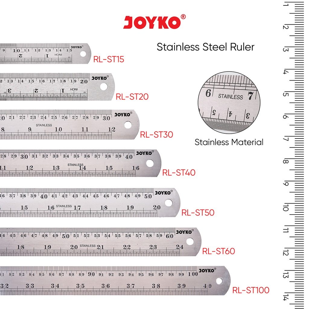 Joyko Stainless Steel Ruler Penggaris Besi