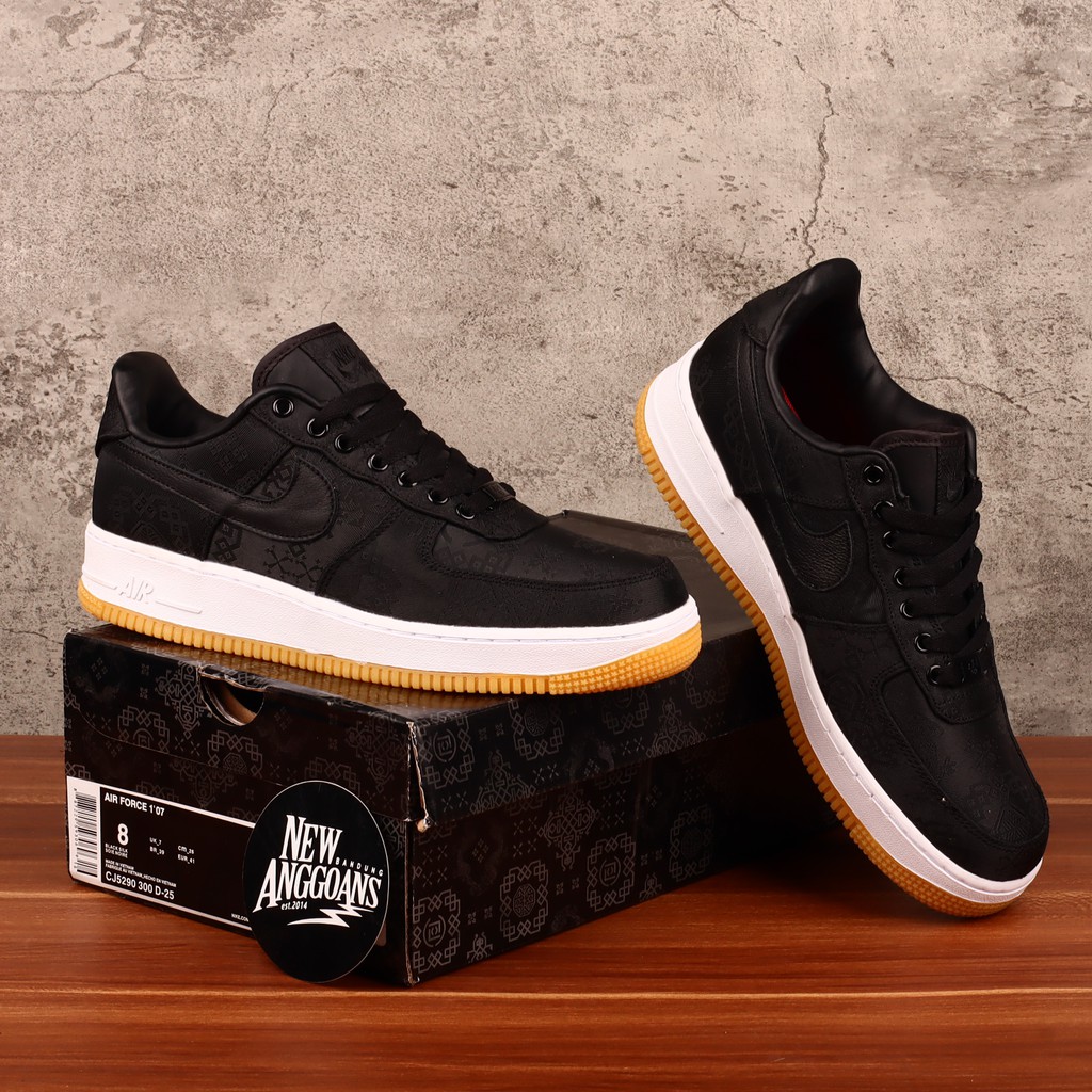 Fragment X Clot X Nike Air Force One 1 Black White Hitam Silk