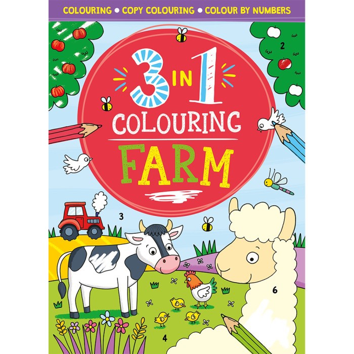 Jual Art Therapy 3 in 1 Colouring Farm Copy Colouring Colour By Numbers ...
