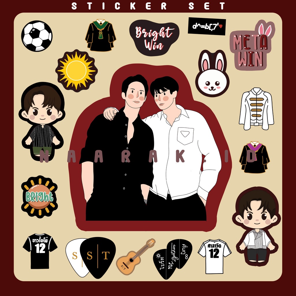 Jual (LAST STOCK) THAI CP PAIRING OHMNON BRIGHTWIN OFFGUN STICKER SET ...