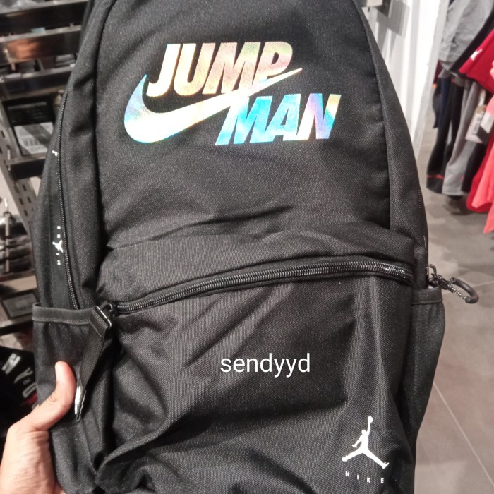Jual Tas Nike Air Jordan Jump Man Backpack 9A0551 Gay Black JumpMan Ori ...