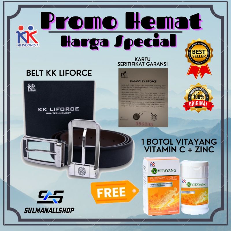 Jual Belt KK Liforce Free 1 Botol Multi Vitamin Pureway c+Zinc | Shopee ...
