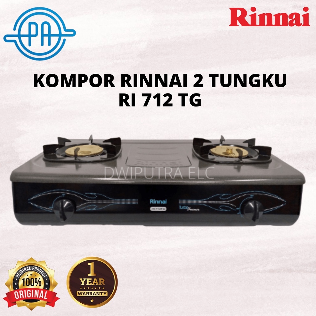 Jual KOMPOR GAS RINNAI 2 TUNGKU RI712TG RI 712 TG API BESAR | Shopee ...