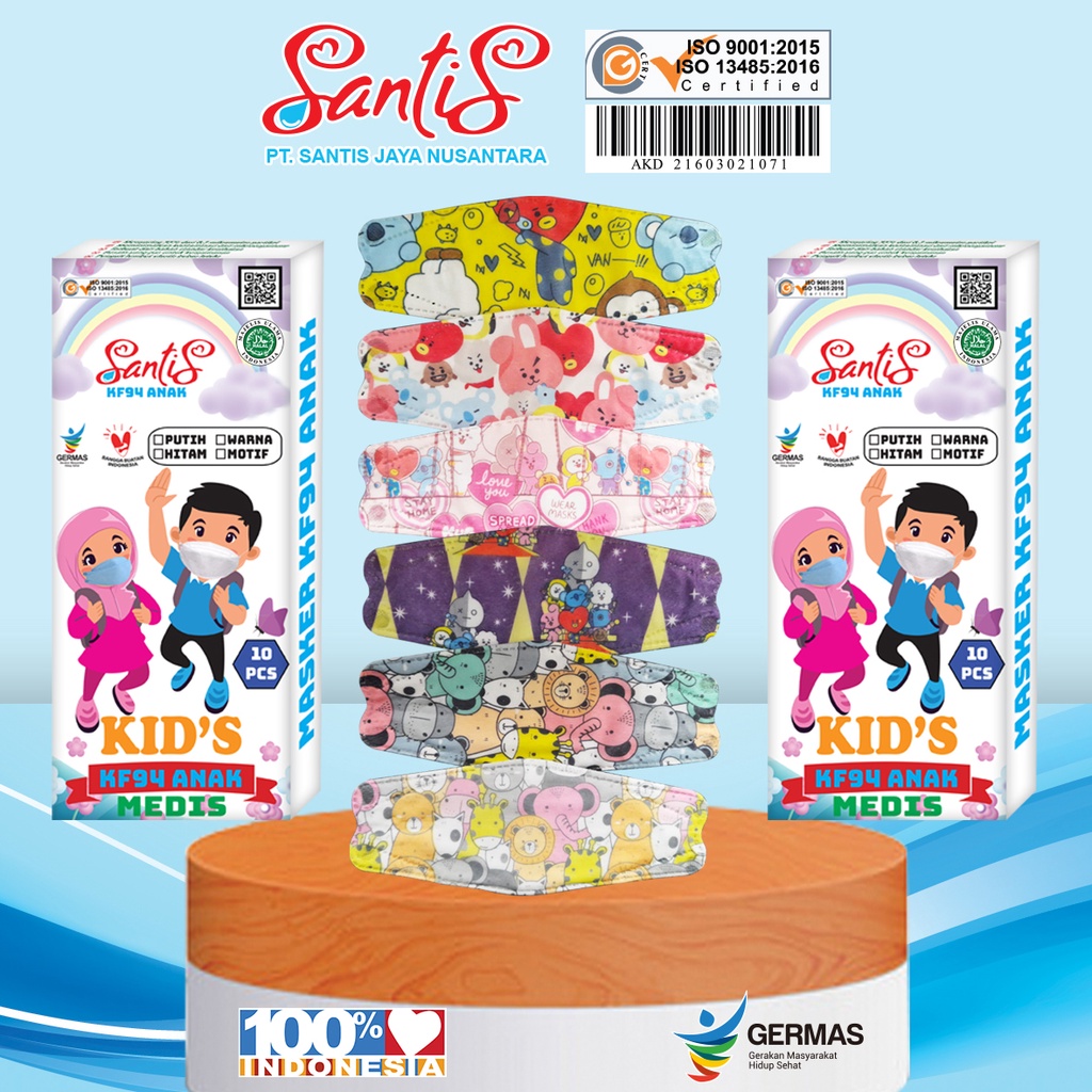 Jual Masker KF94 Anak Motif Cewek dan Cowok Medis by SANTIS | Shopee ...