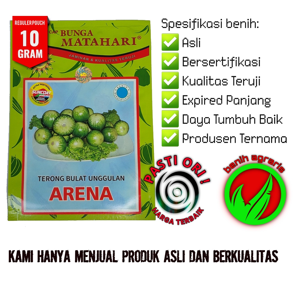 Jual Benih Terong Lalap Bulat Arena 10 Gr Cap Bunga Matahari Shopee