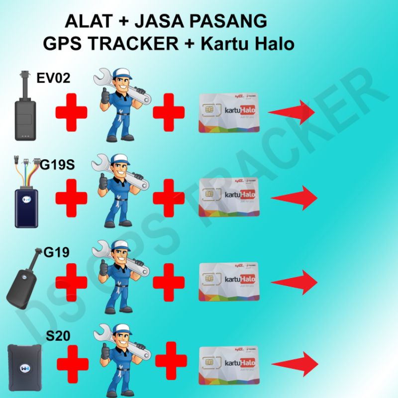 Jual GPS Tracker EV02,G19, G19S, S20 (ALAT + PEMASANGAN + SIMCARD Halo