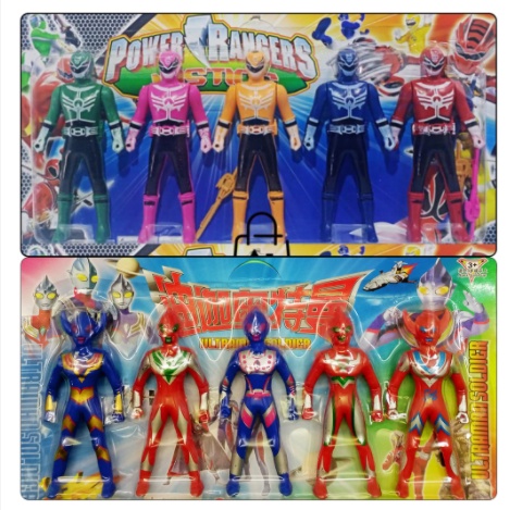 Jual Mainan figure power rangers / Ultraman dan super hero isi 5pcs ...