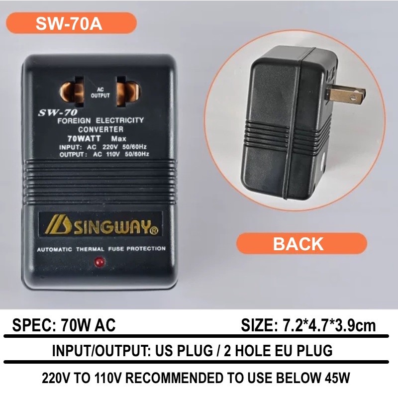 Jual FEEBY FB70A Step Down Transformer Trafo Input 220v Output 110v