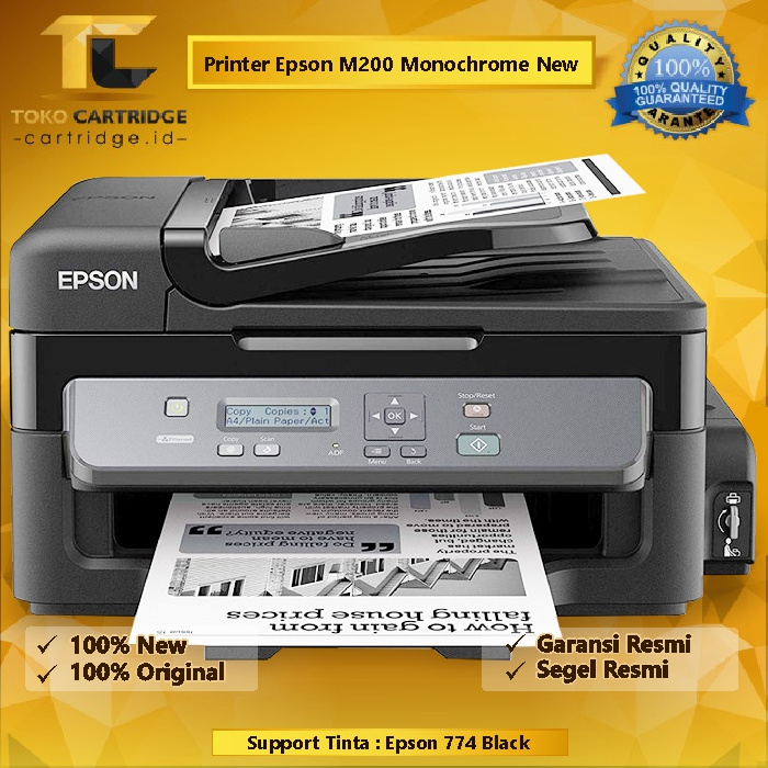 Jual Printer Epson Workforce M200 All In One Ink Tank Monochrome Print Scan Copy Adf New 9555