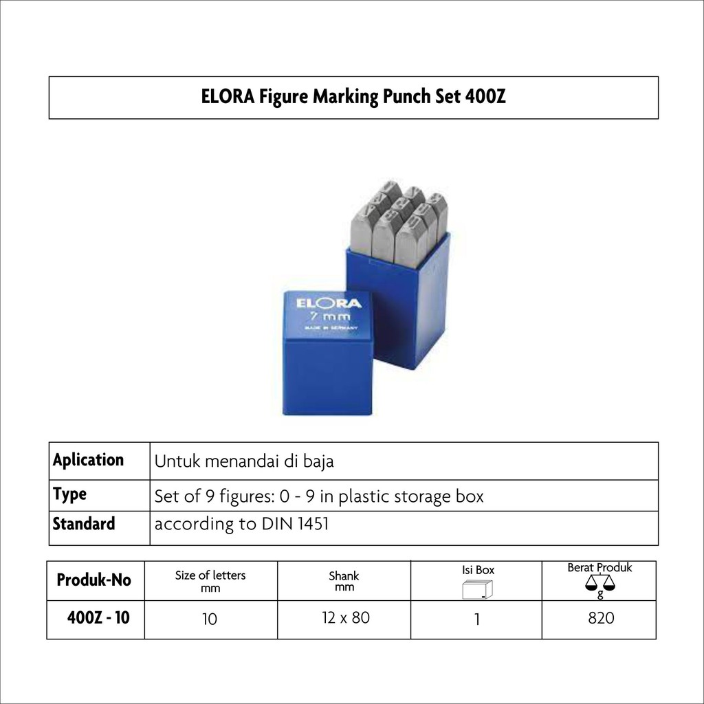 Jual ELORA Letter Marking Punch Set 400B dan ELORA Figure Marking Punch ...