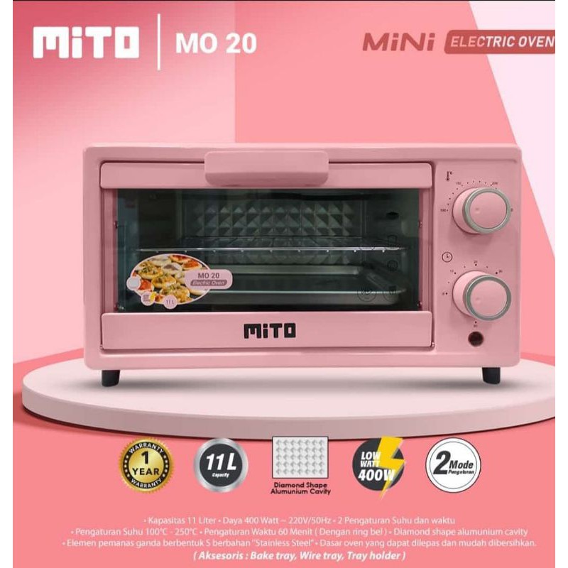 Jual OVEN MITO MINI MO 200 WOOD SERIES HANDLE KAYU 11 LT LOW WATT 400 ...