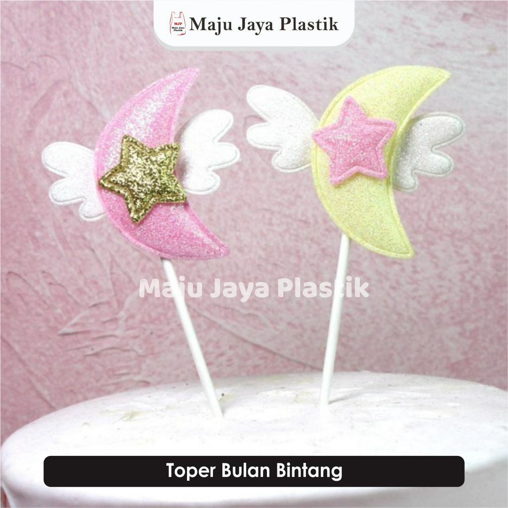 Jual Topper Awan Bulan Bintang Glitter Warna Pastel Kuning Biru Pink ...