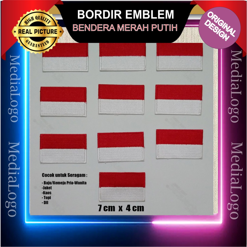 Jual EMBLEM BORDIR BENDERA MERAH PUTIH (FULL BORDIR BERKUALITAS ...