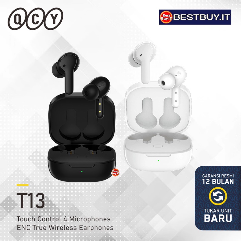 Jual QCY T13 TWS Wireless Earphone Black White T13 | Shopee Indonesia