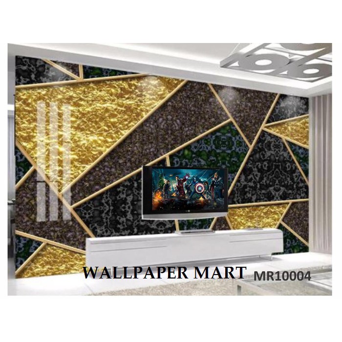 Jual PHOTOWALL MURAL DINDING 3D WALLPAPER MURAL KOTAK GEOMETRY 3D GOLD ...