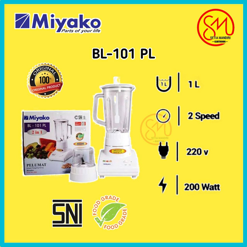 Jual MIYAKO BL101PL Blender 2in1 Plastik 1 Liter BL-101 PL 101PL ...