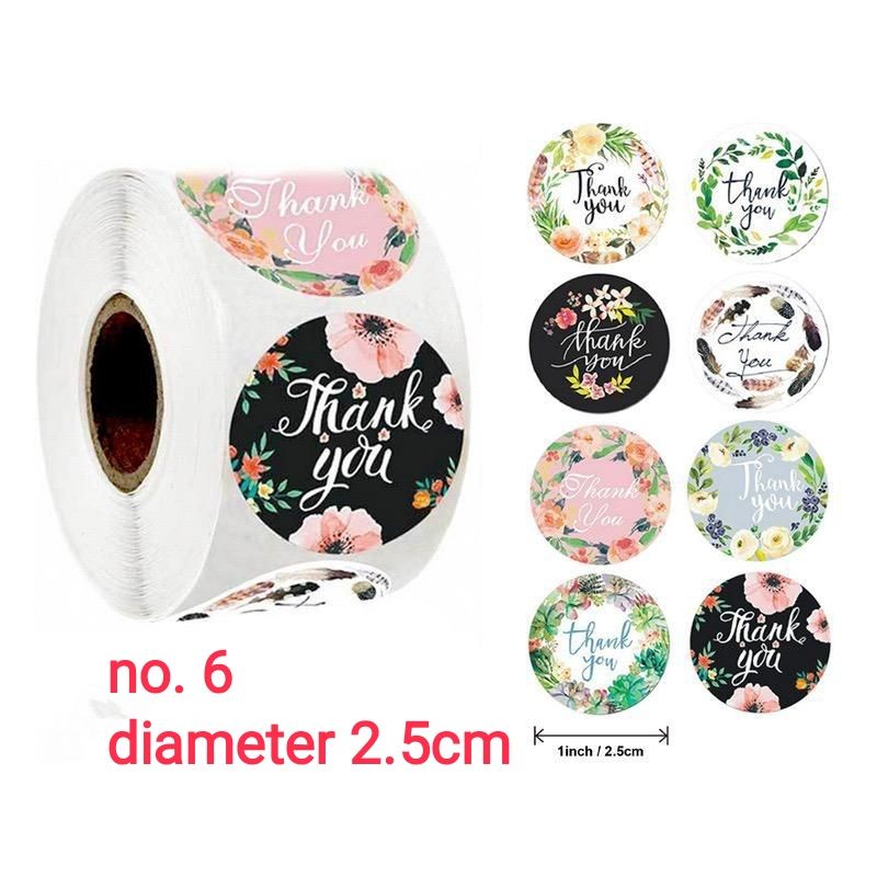 Jual Stiker Label 2.5cm Stiker Thank You Motif Flower Cute Untuk ...