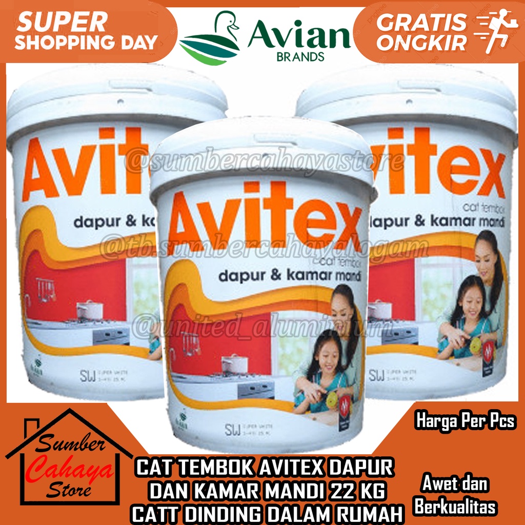 Jual CAT TEMBOK AVITEX DAPUR DAN KAMAR MANDI 22 KG INTERIOR DINDING ...
