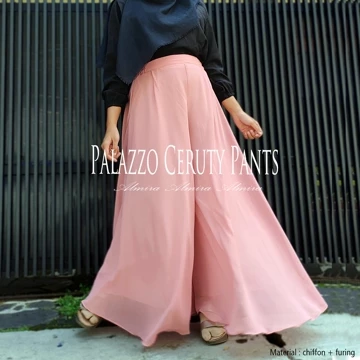 Celana Kulot Wanita Palazzo Sifon Ceruti Almira Mayung Lebar 2 Layer Full Furing