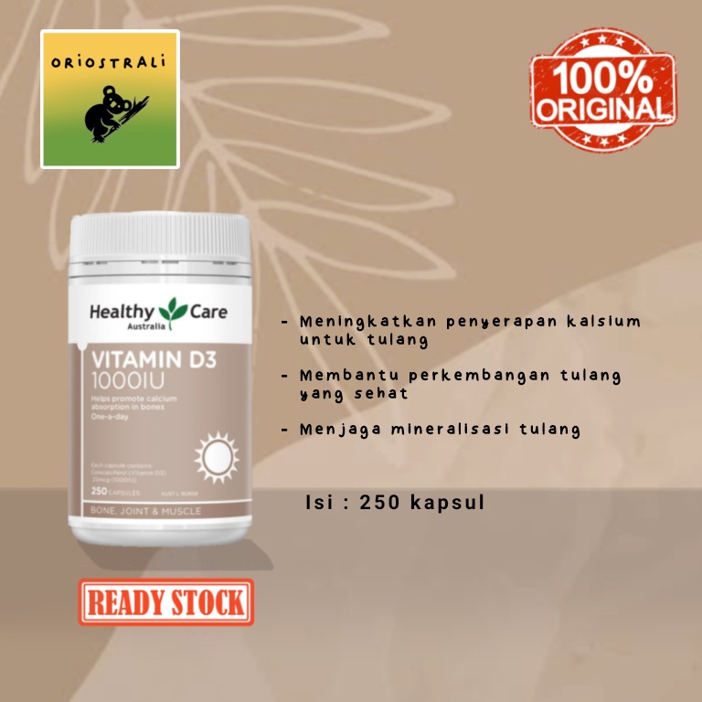 Jual HEALTHY CARE Vitamin D3 1000 IU 250 Kapsul Shopee Indonesia