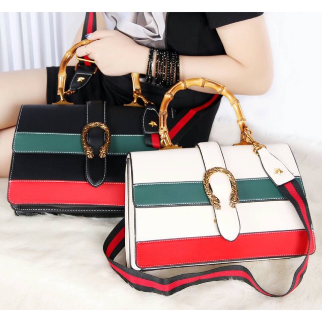 Jual Gucci Dionysus Striped Bamboo TopHandle Bag Like Ori Calfskin