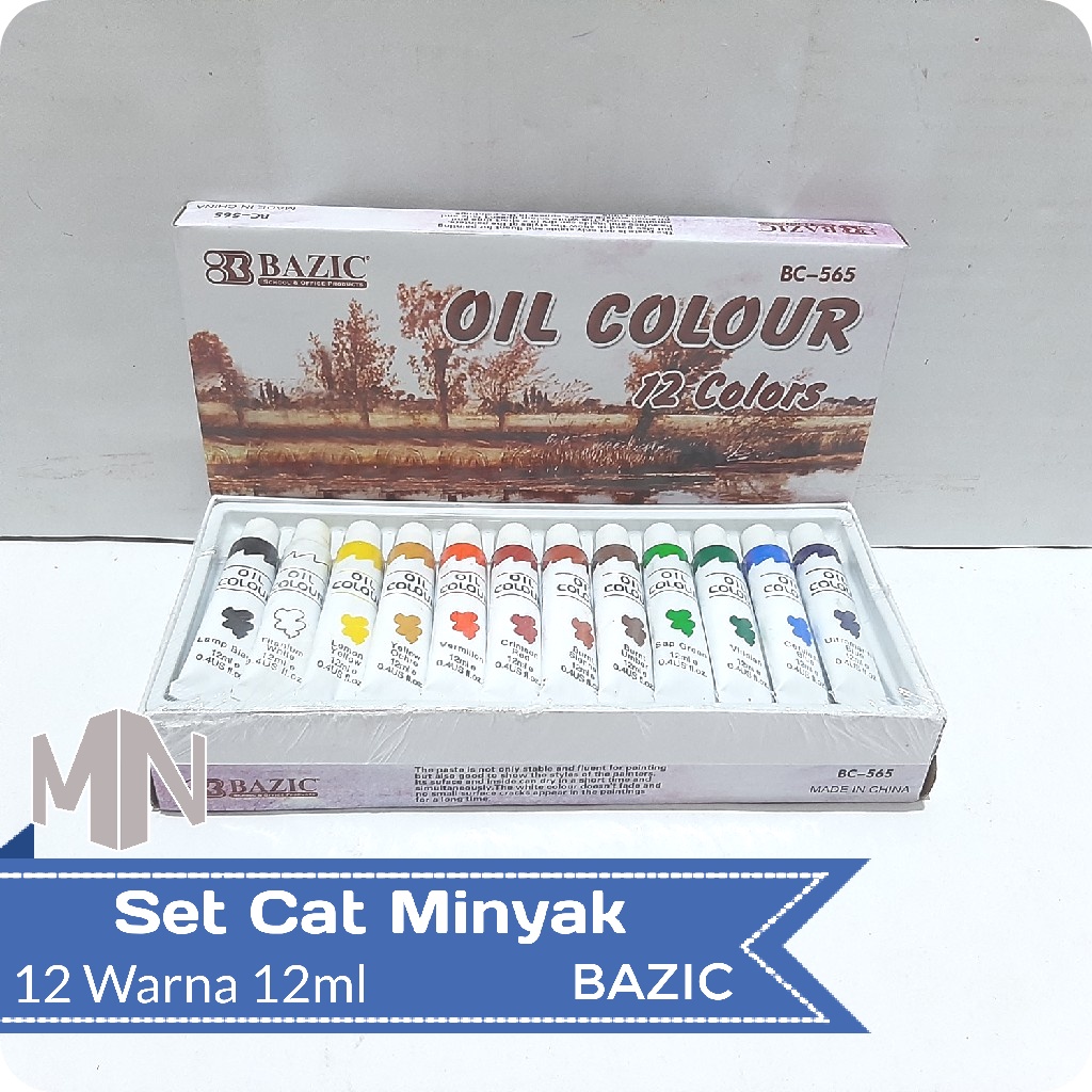 Jual Cat Minyak Oil Colour 12 Warna 12ml Bazic | Shopee Indonesia