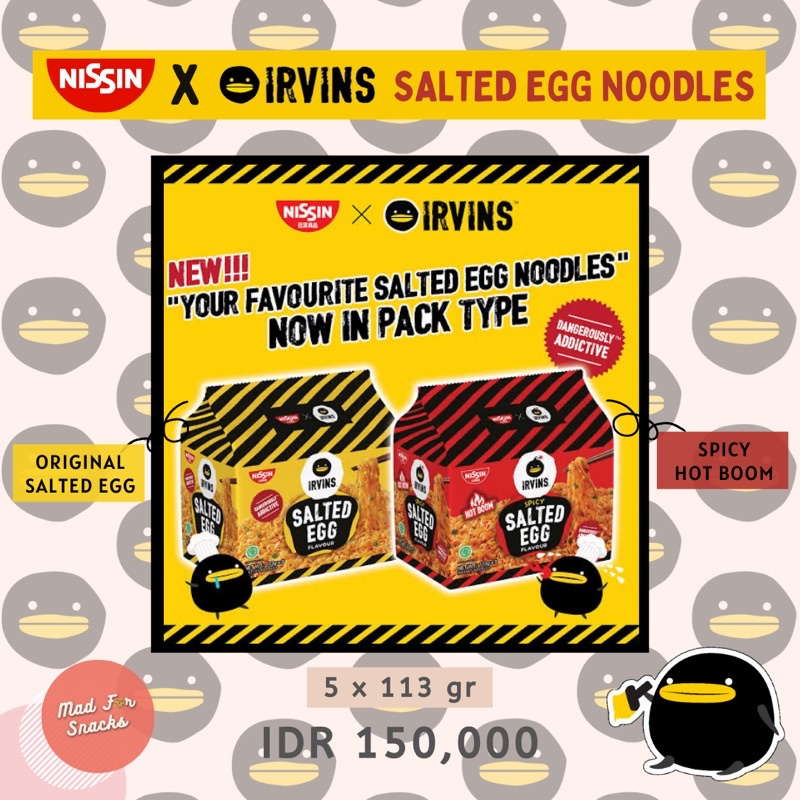 Jual Nissin X Irvins Salted Egg Noodles Original Salted Egg Spicy Hot Boom Shopee Indonesia