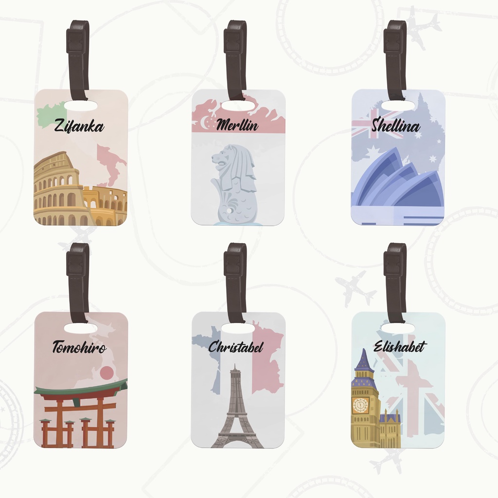Jual Koper Tag Custom Name Tag Bag Tag Tas Koper Motif Travel Around ...