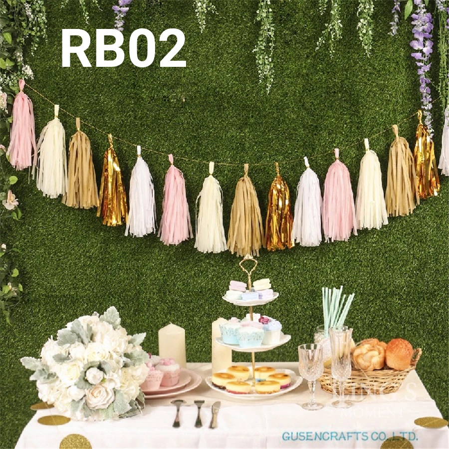 Jual RB02 Dekorasi back drop pesta rumbai kertas foil banner tassel ...