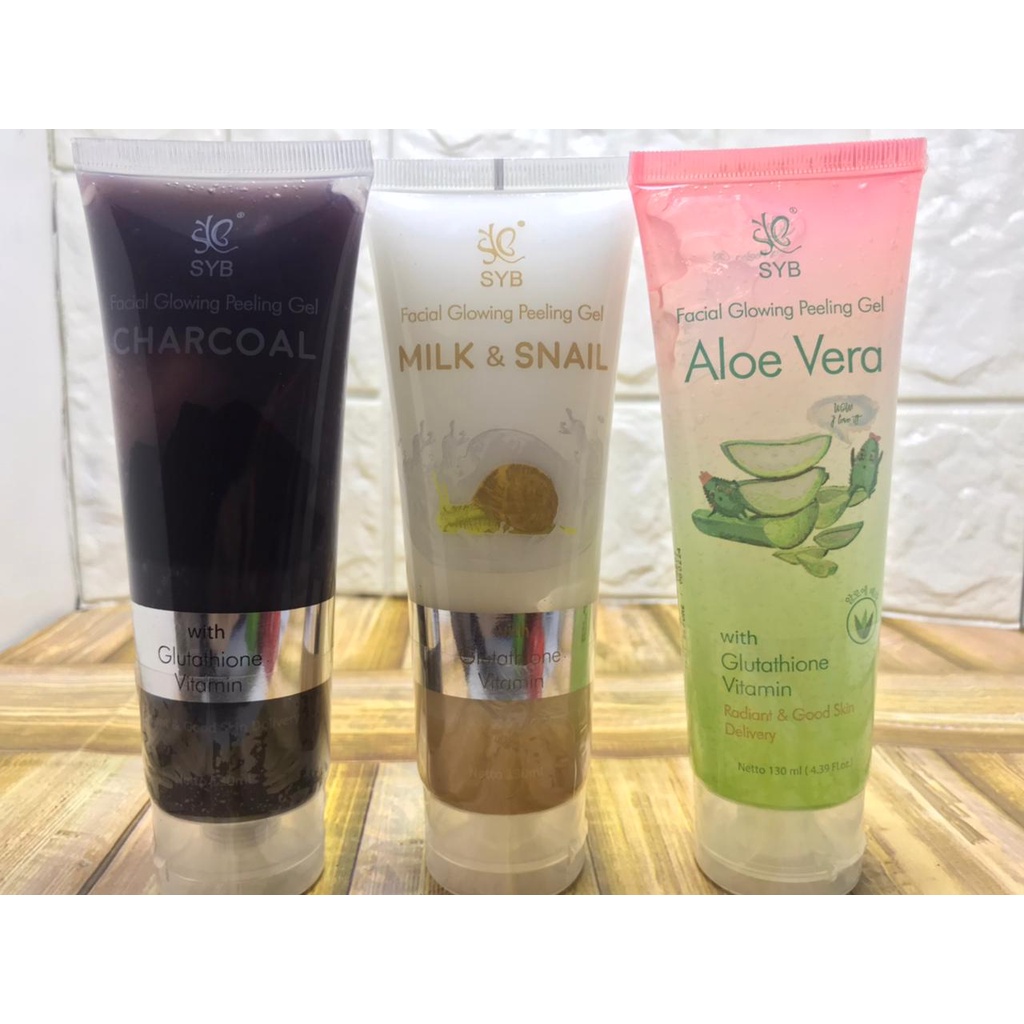 Jual (150GR) SYB FACIAL GLOWING PEELING GEL (ALOE VERA / MILK & SNAIL