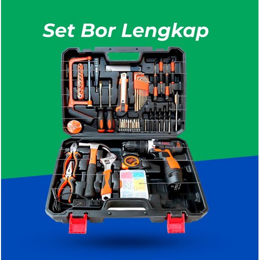 Jual Alat Set Perkakas Bor Listrik Palu Tang Obeng Kunci Pas 102 In 1 Bor Listrik Cordless