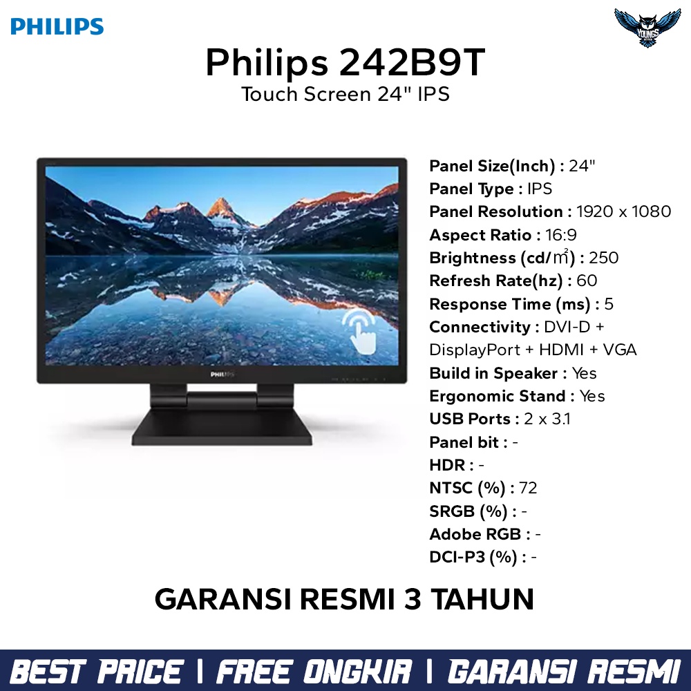 Jual Led Philips 242b9t Touch Screen 24 Ips Hdmi Dp Speaker Usb Monitor Shopee Indonesia 8481