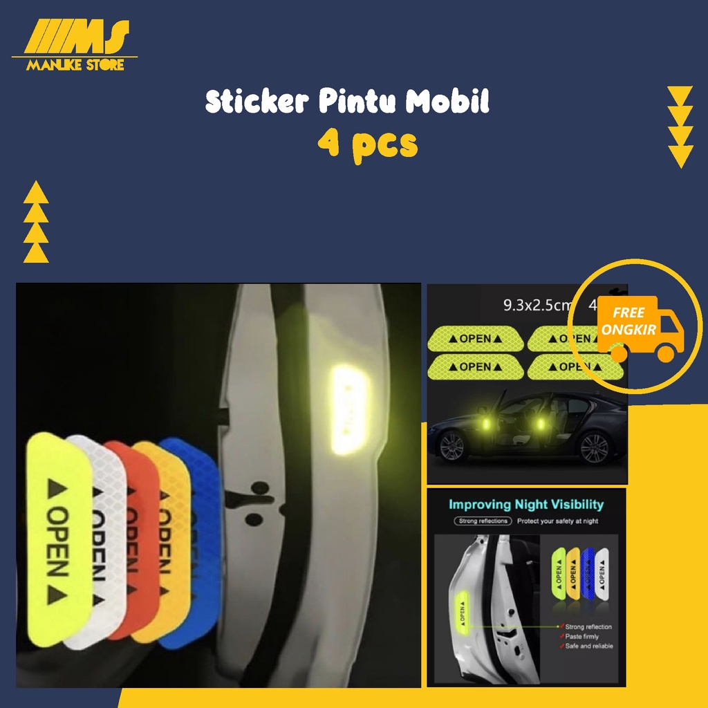 Jual Sticker Reflector Pintu Mobil/Stiker Open Pintu Mobil 4pcs ...