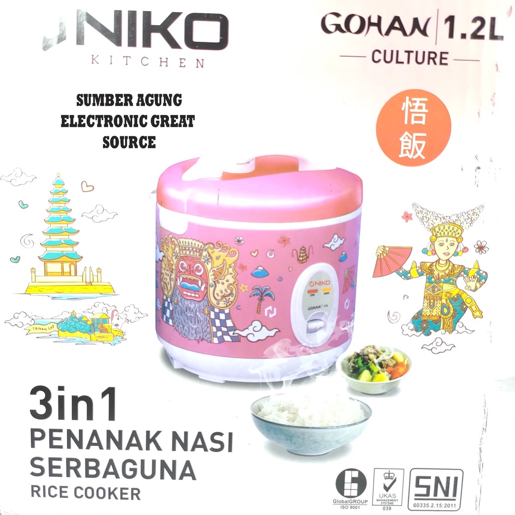 Jual Niko Gohan Rice Cooker Culture 1.2L Pink Jambon Penanank Nasi 3in1 ...