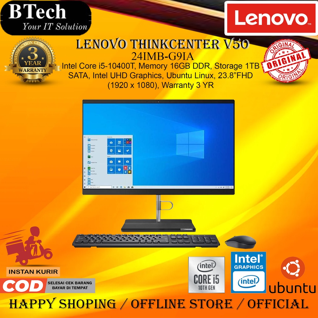 Jual Lenovo Thinkcenter V50 24IMB G9IA Core i5-10400T 16GB 1TB DOS ...