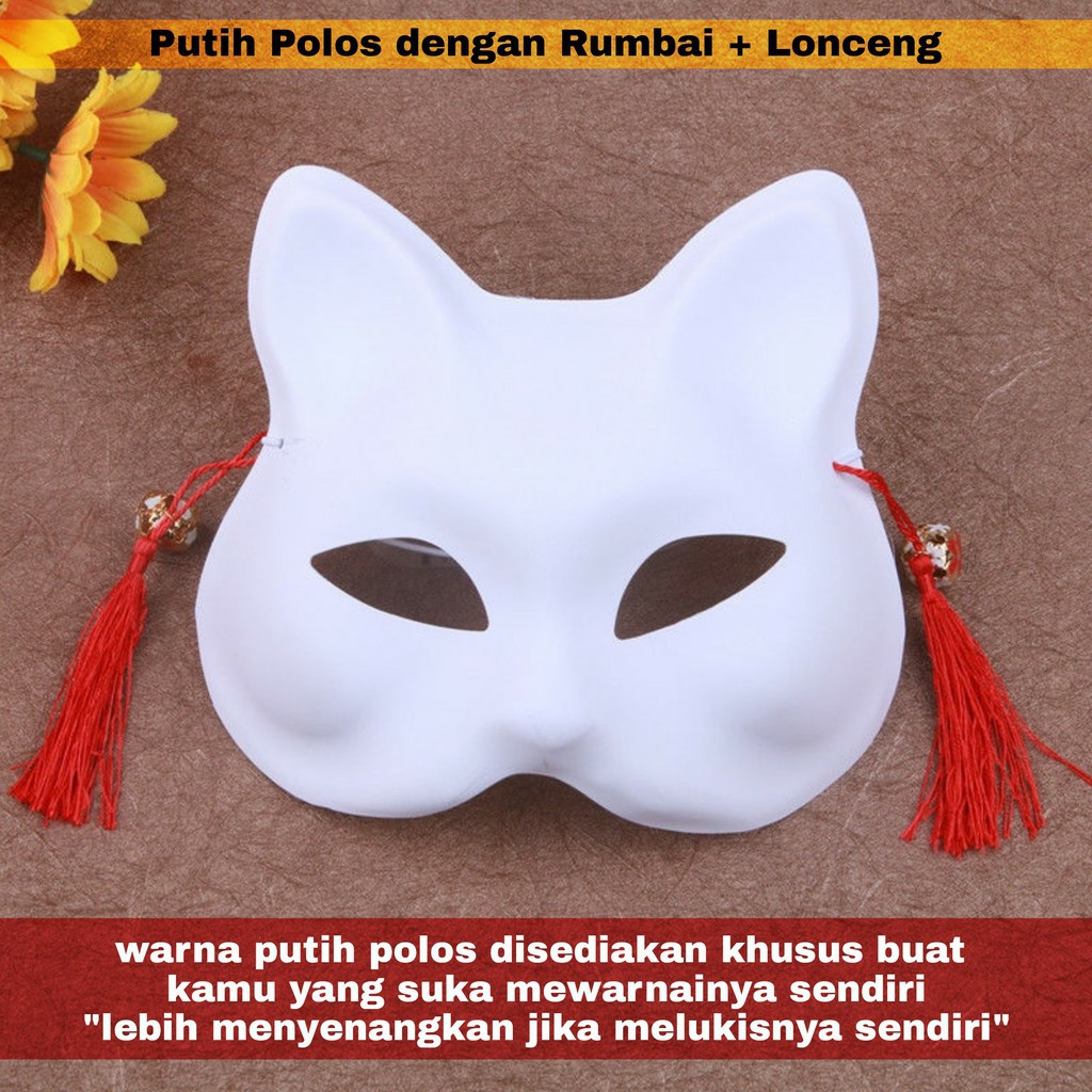 Jual Topeng Anbu Cosplay Ninja Kucing Japanese Anime Demon Slayer Fox Mask Kabuki Kitsune Konoha