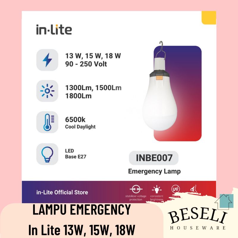 Jual In-Lite Lampu Emergency LED + Hanger + Battery INBE007 | Shopee ...