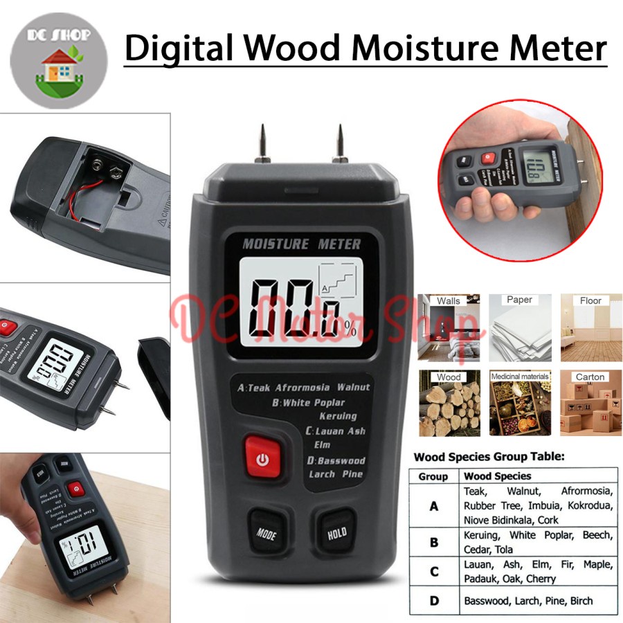 Jual Wood Moisture Meter Kayu Kertas Alat Ukur Kelembaban Kadar Air Di ...