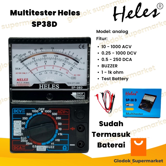 Jual Avometer Heles SP38D Multitester Analog SP-38 D Multimeter SP38 D ...