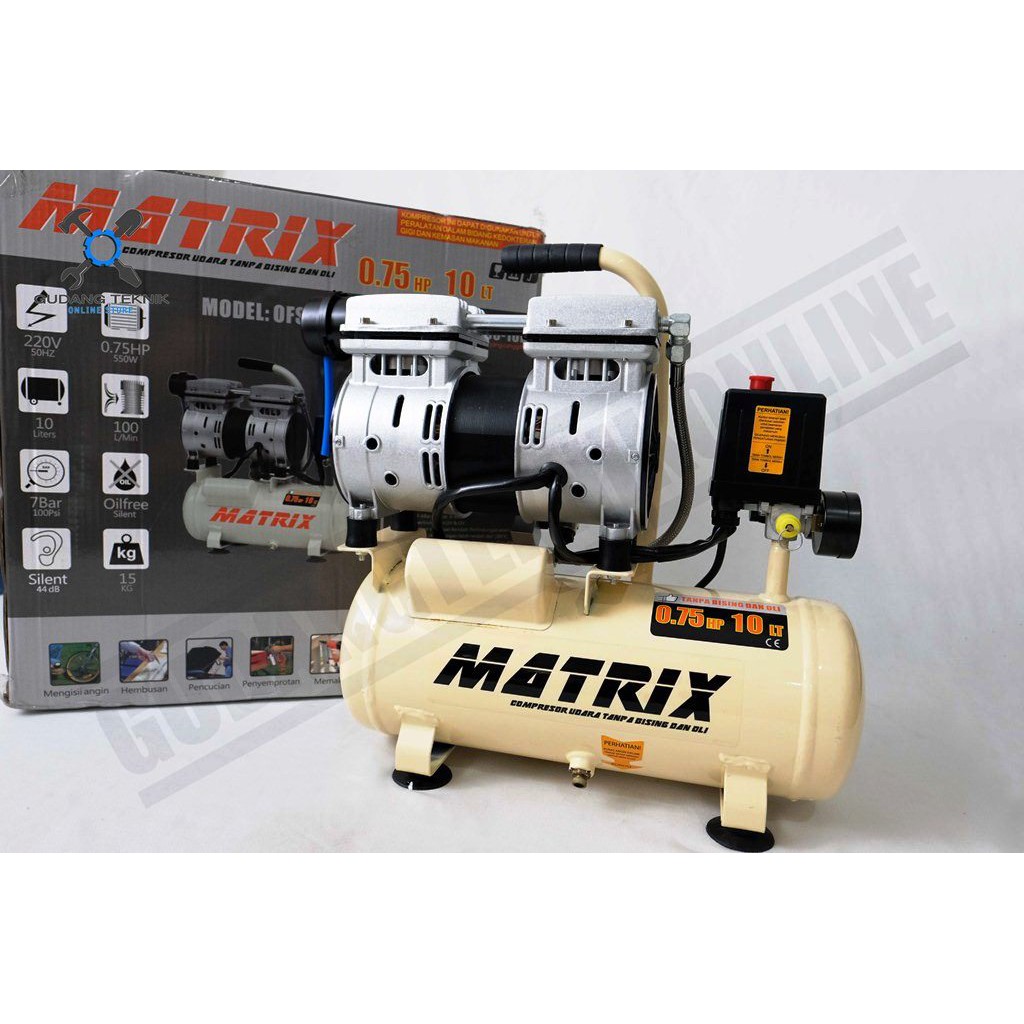Jual Kompresor Oilless 3/4 HP MATRIX OFS550 10 Silent Compressor Oiless ...