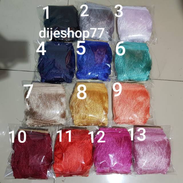 Jual Renda rumbai 15 cm - ROLL PACK @ 5 METER / rumbai glossy mengkilap ...