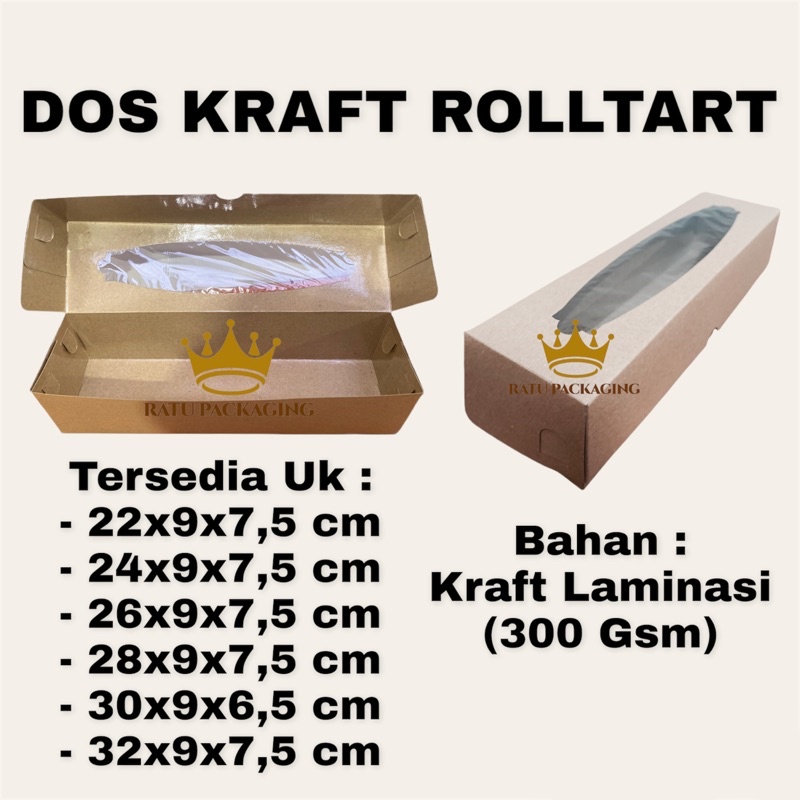 Jual Ratu Dos Kraft Rolltart Kue Kotak Box Dus Rolltart Kraft Window Tinggi Cm Ukuran