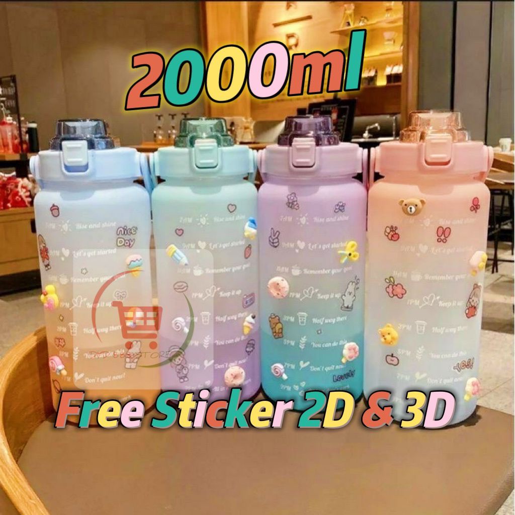 Jual Botol Minum 2 Liter 2000ml Korea Viral Botol Motivasi Dydstore Shopee Indonesia 6905