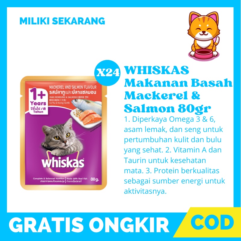 Jual Whiskas Whiskas Makanan Kucing Basah Pouch Junior 80gr