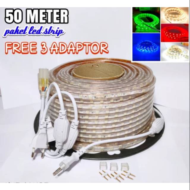 Jual Lampu selang gypsum dekorasi led strip 50 meter bonus 3 colokan ...