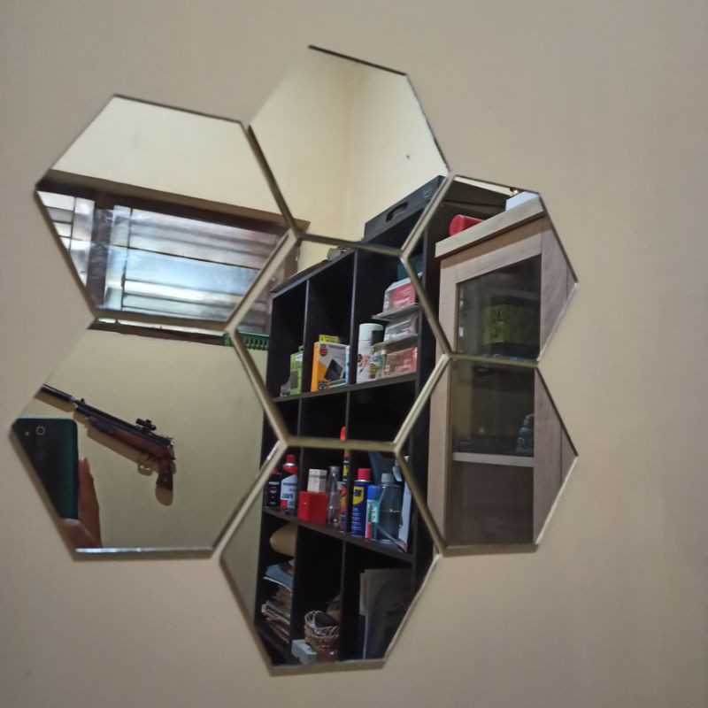Kaca Cermin hexagonal paket isi 7 pcs