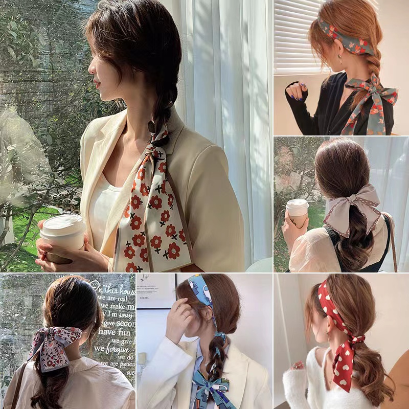 Jual Scraf Leher Kepala Rambut Bahan Silk Immitation Wanita Korean ...