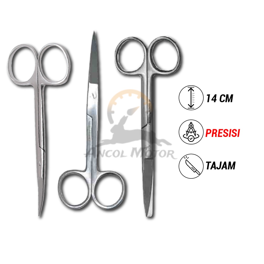 Jual Gunting Bedah Operasi Stainless Sharp Tajam Lurus Bengkok 14cm ...