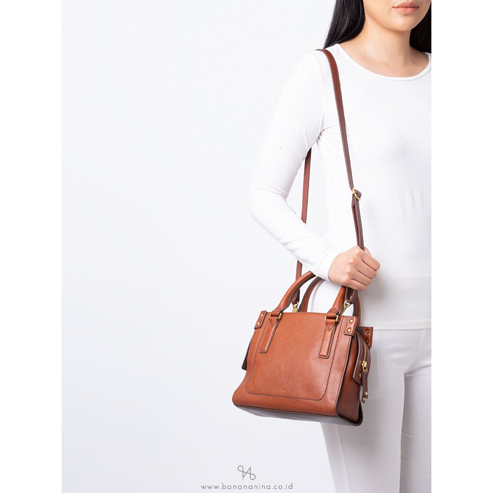 FOSSIL Claire Mini Satchel Brandy Brown Original